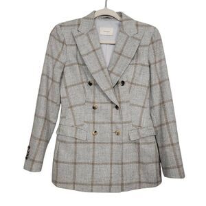 SUISTUDIO Cameron Double Breasted Wool & Alpaca‎ Blazer Jacket Sz 4 Windowpane